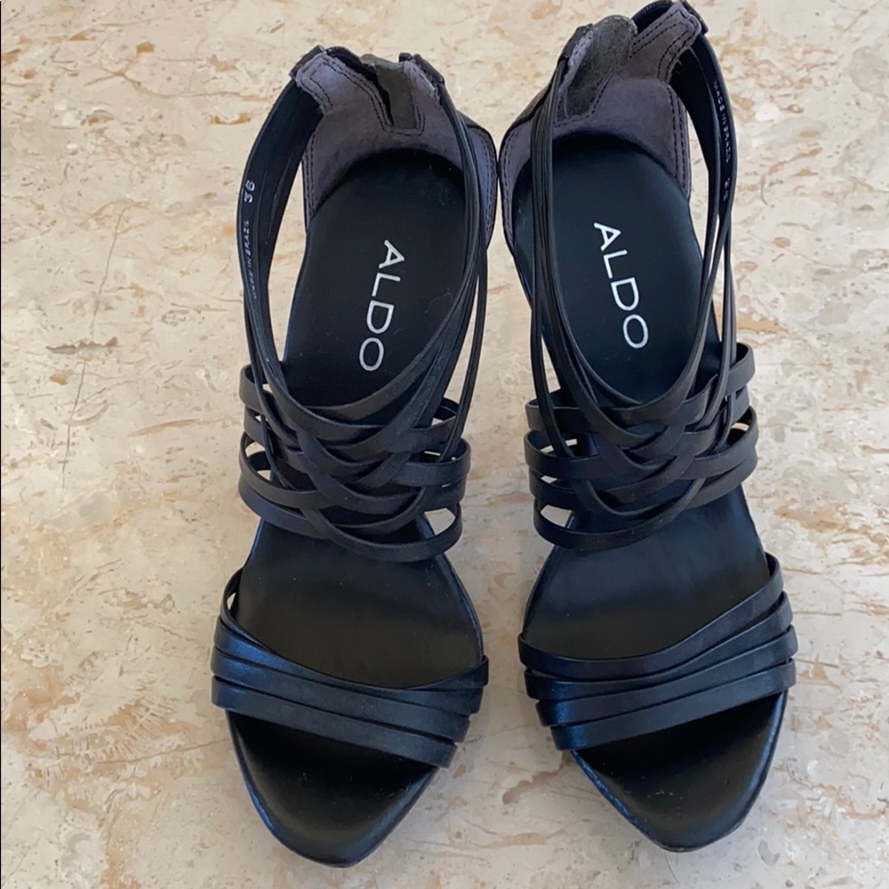 Aldo strappy heels with zipper back enclosure
